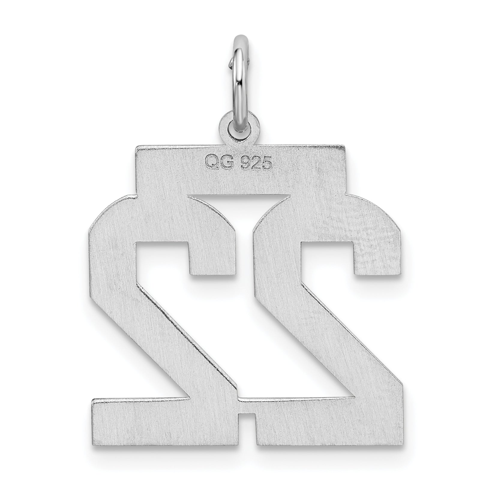 Sterling Silver Silver/Rhodium-Plated Satin Number 22 Charm