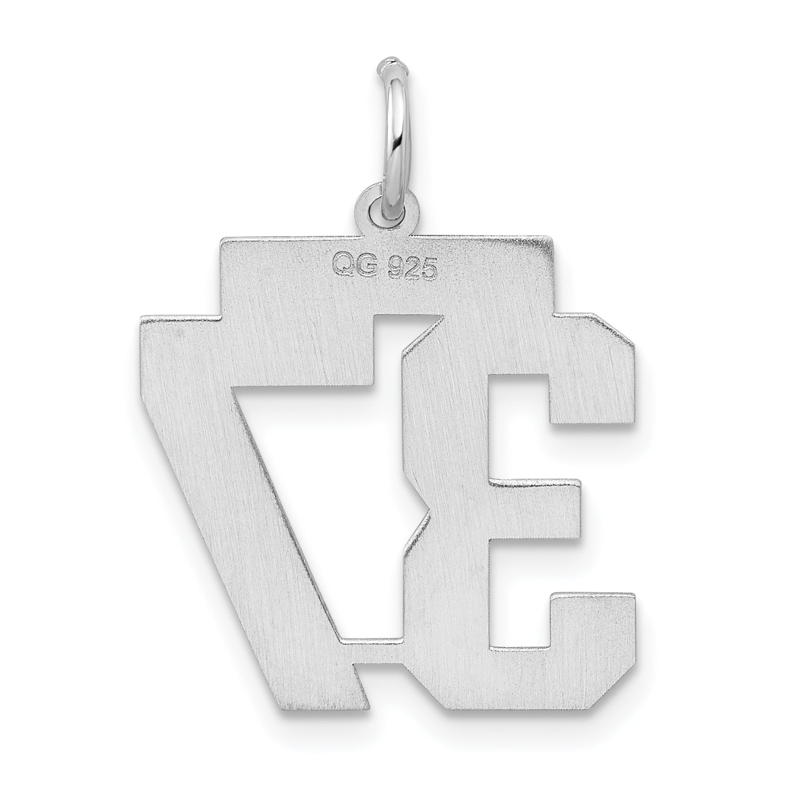 Sterling Silver Silver/Rhodium-Plated Satin Number 37 Charm