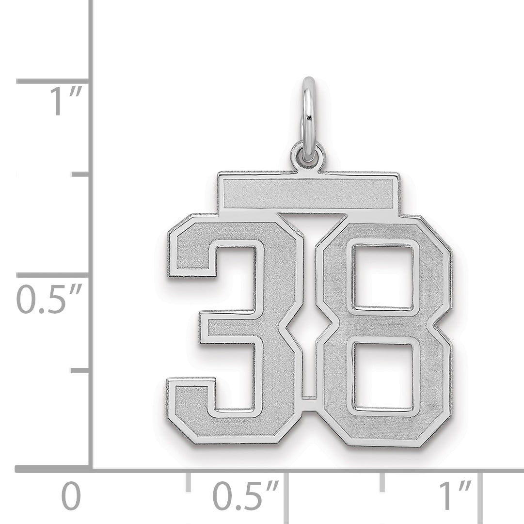 Sterling Silver Silver/Rhodium-Plated Satin Number 38 Charm