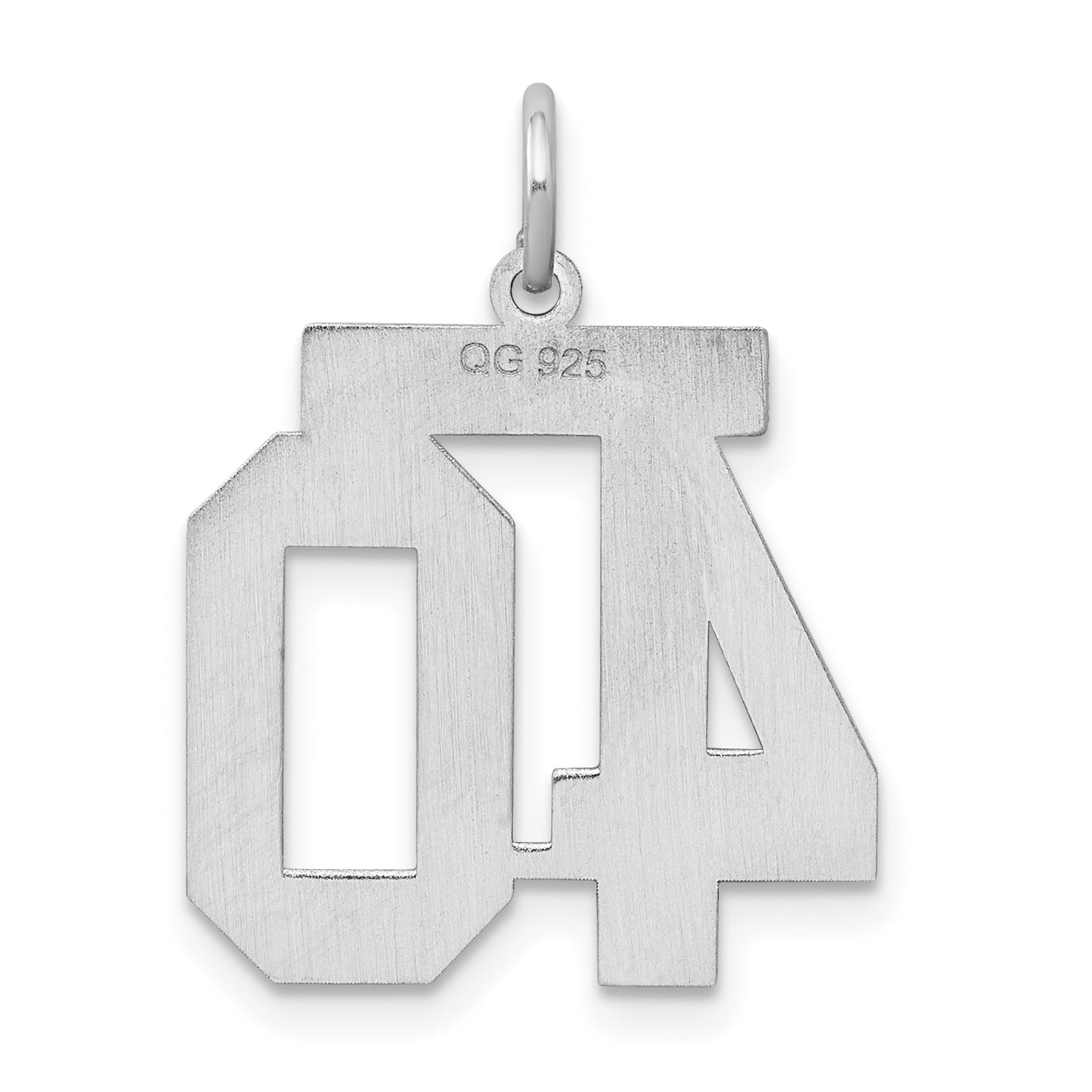 Sterling Silver Silver/Rhodium-Plated Satin Number 40 Charm