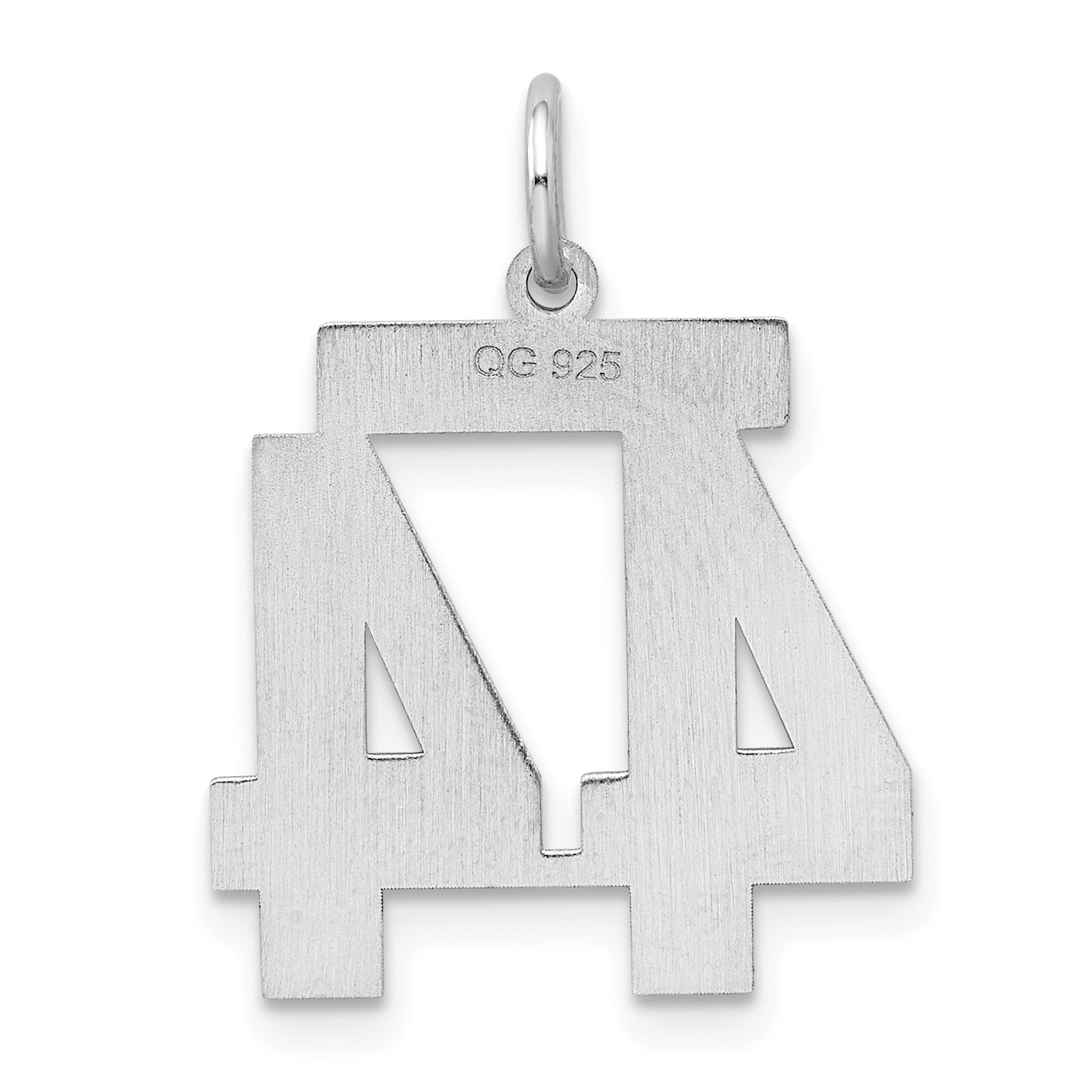 Sterling Silver Silver/Rhodium-Plated Satin Number 44 Charm