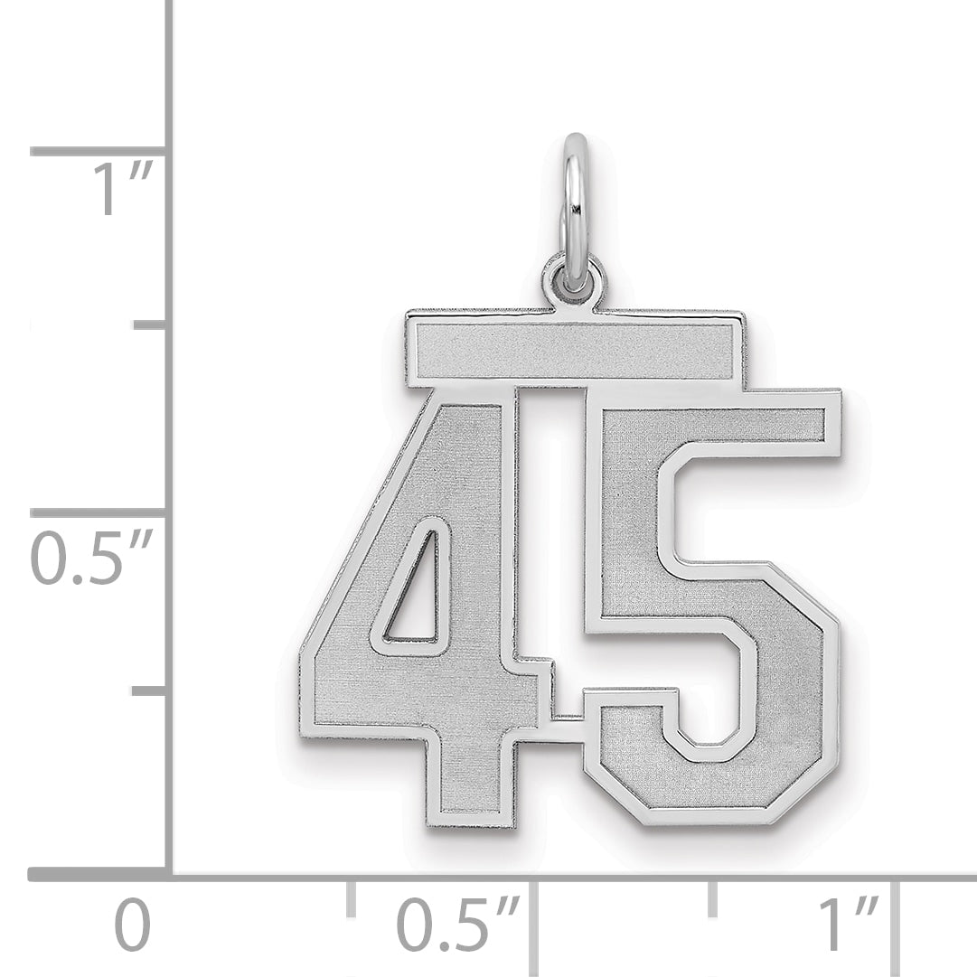Sterling Silver Silver/Rhodium-Plated Satin Number 45 Charm