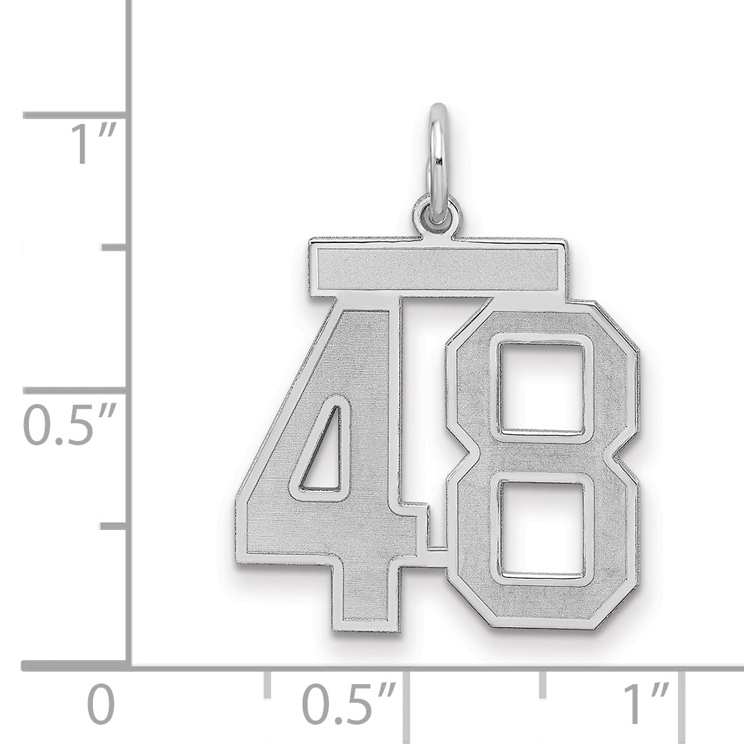 Sterling Silver Silver/Rhodium-Plated Satin Number 48 Charm