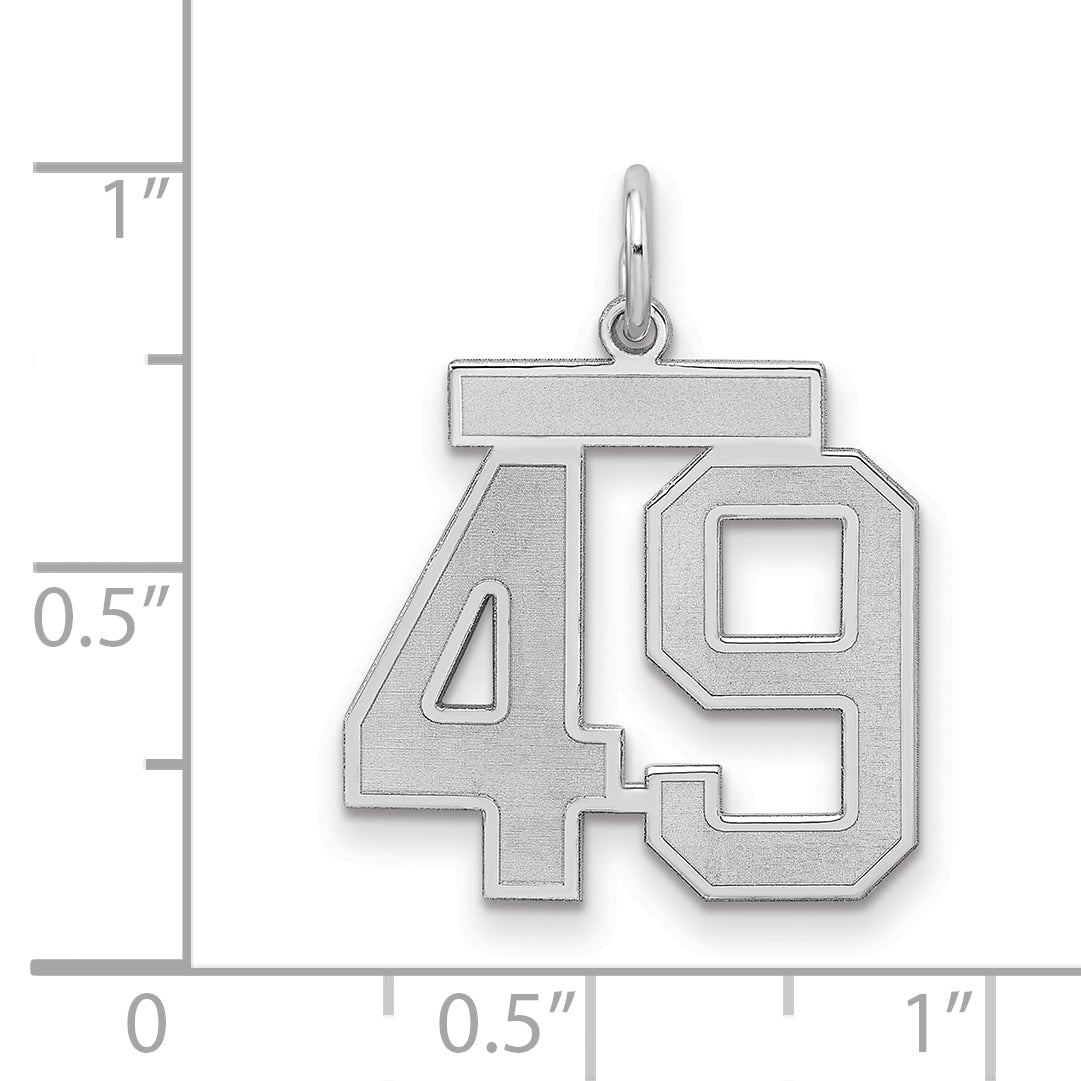 Sterling Silver Silver/Rhodium-Plated Satin Number 49 Charm