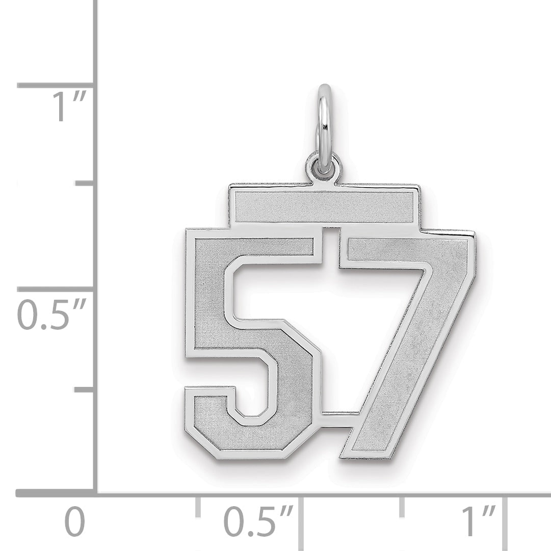 Sterling Silver Silver/Rhodium-Plated Satin Number 57 Charm