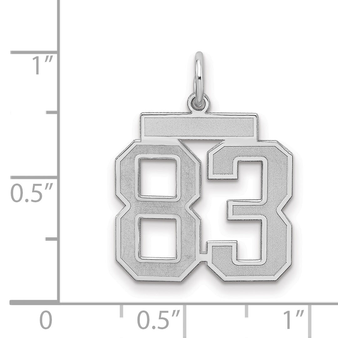 Sterling Silver Silver/Rhodium-Plated Satin Number 83 Charm