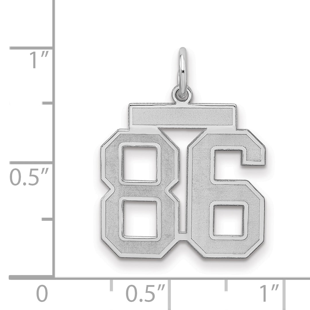 Sterling Silver Silver/Rhodium-Plated Satin Number 86 Charm