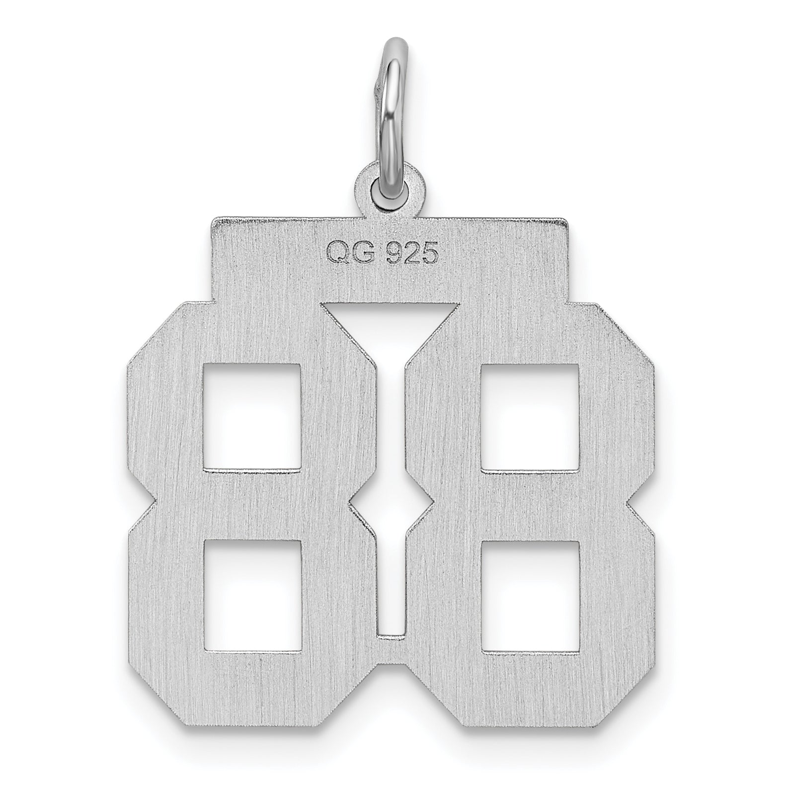 Sterling Silver Silver/Rhodium-Plated Satin Number 88 Charm