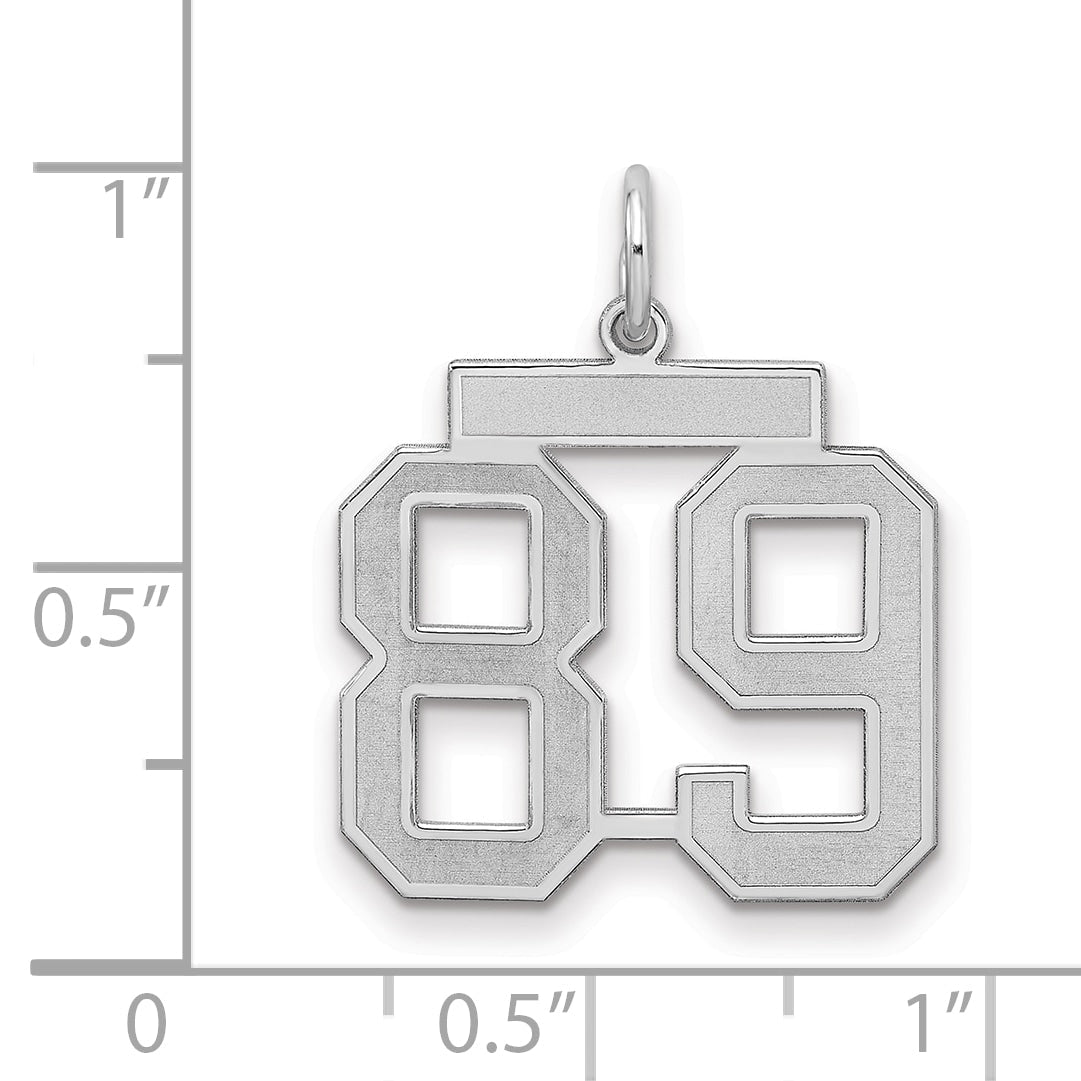 Sterling Silver Silver/Rhodium-Plated Satin Number 89 Charm