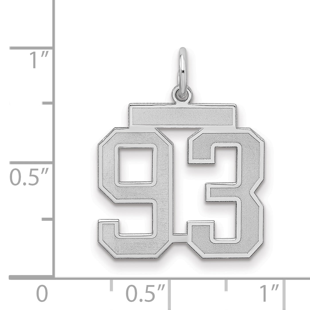 Sterling Silver Silver/Rhodium-Plated Satin Number 93 Charm