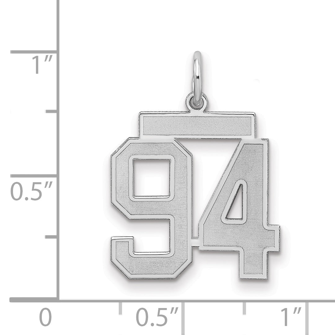 Sterling Silver Silver/Rhodium-Plated Satin Number 94 Charm