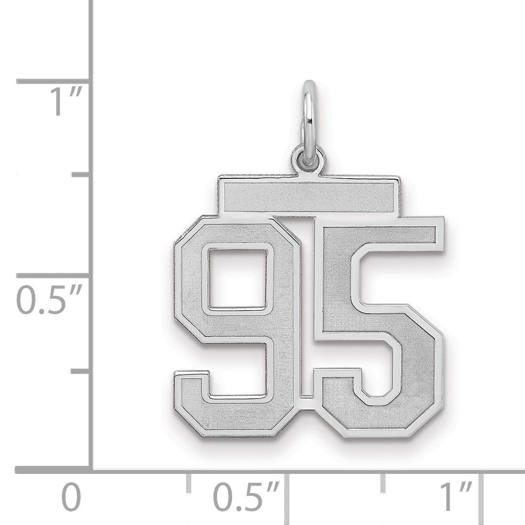 Sterling Silver Silver/Rhodium-Plated Satin Number 95 Charm