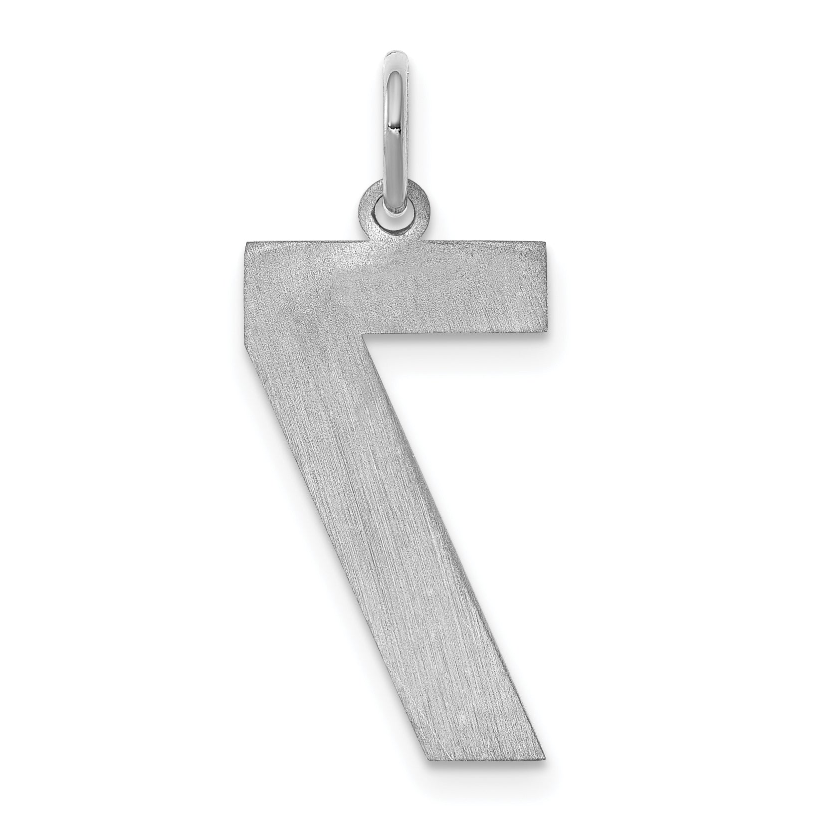 Sterling Silver Silver/Rhodium-Plated Satin Number 7 Charm
