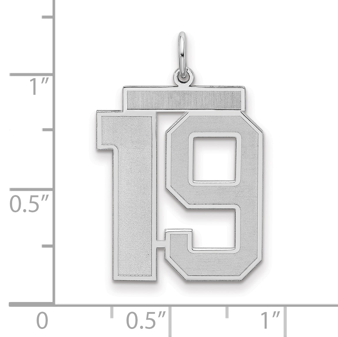 Sterling Silver Silver/Rhodium-Plated Satin Number 19 Charm