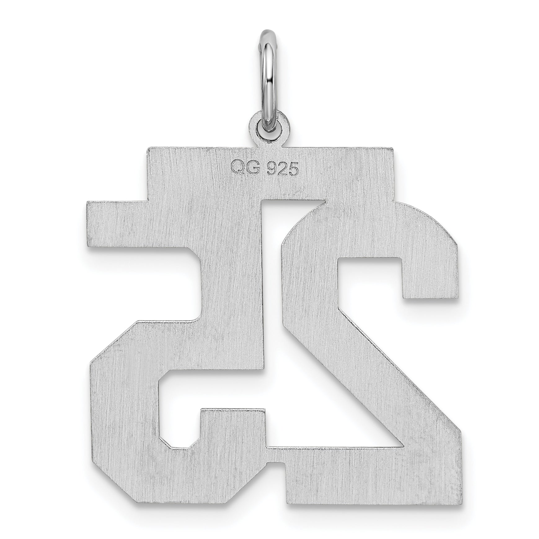 Sterling Silver Silver/Rhodium-Plated Satin Number 25 Charm