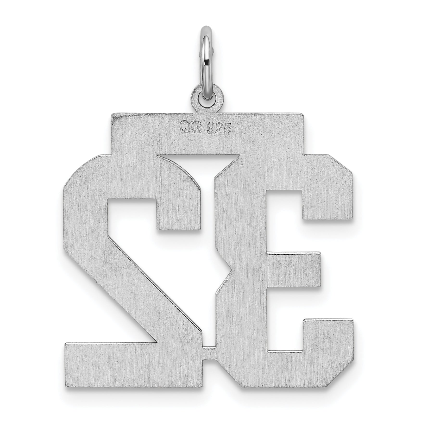 Sterling Silver Silver/Rhodium-Plated Satin Number 32 Charm