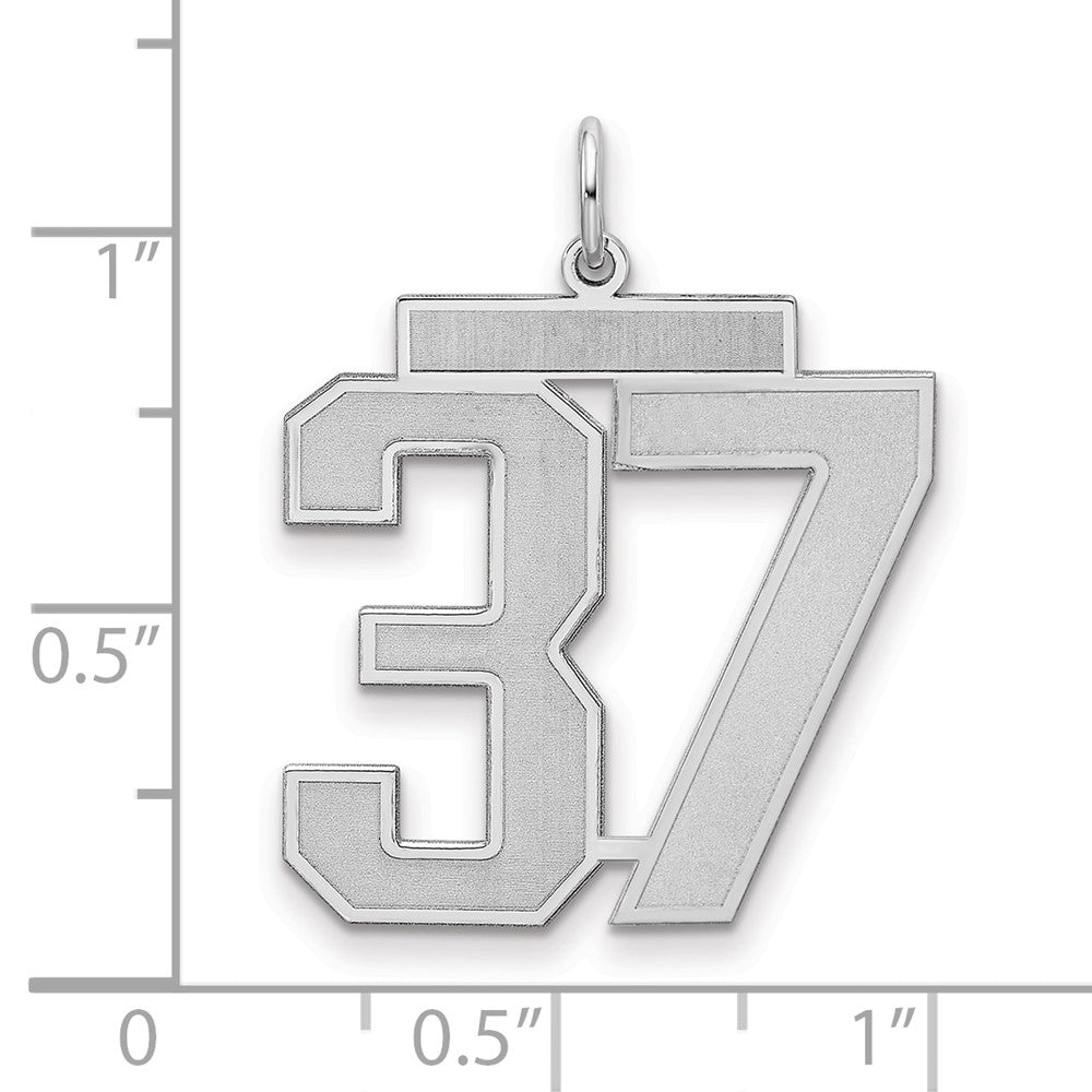 Sterling Silver Silver/Rhodium-Plated Satin Number 37 Charm