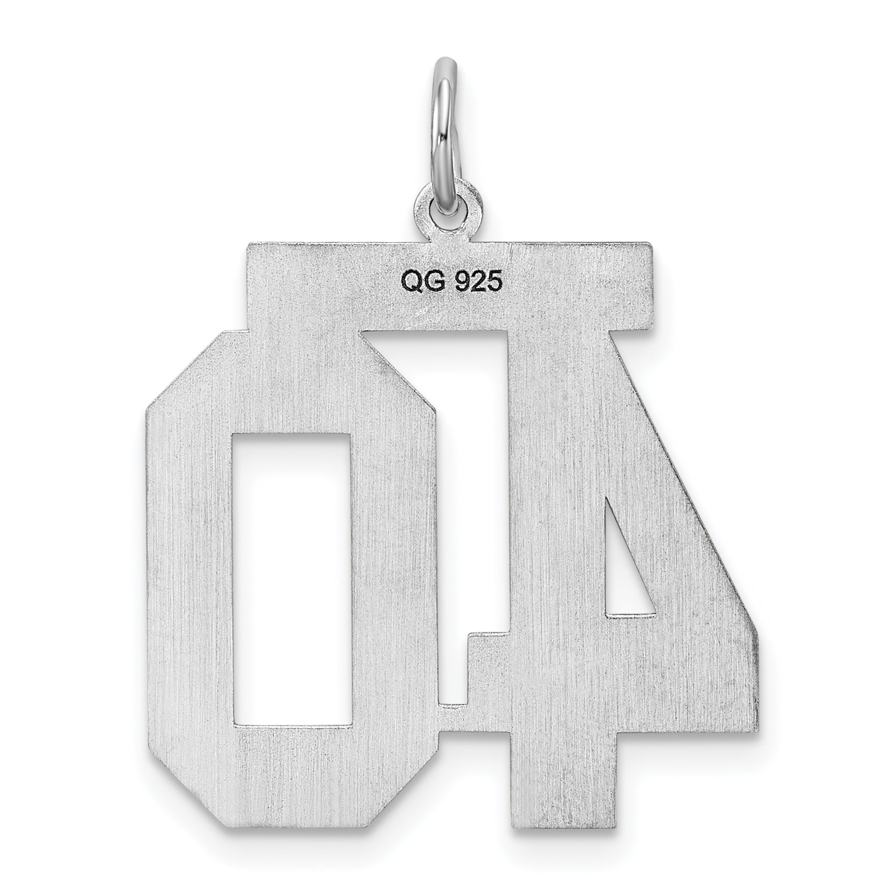 Sterling Silver Silver/Rhodium-Plated Satin Number 40 Charm