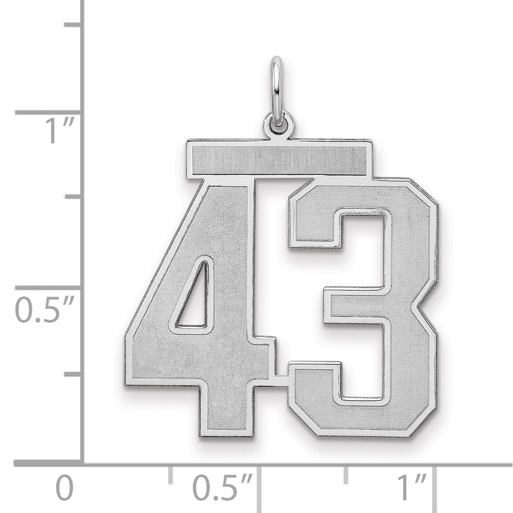 Sterling Silver Silver/Rhodium-Plated Satin Number 43 Charm