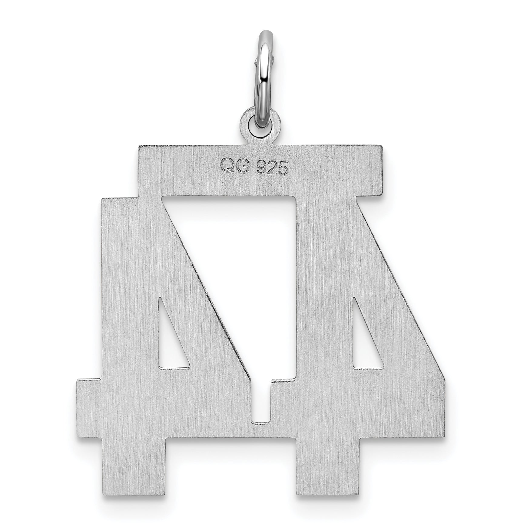 Sterling Silver Silver/Rhodium-Plated Satin Number 44 Charm