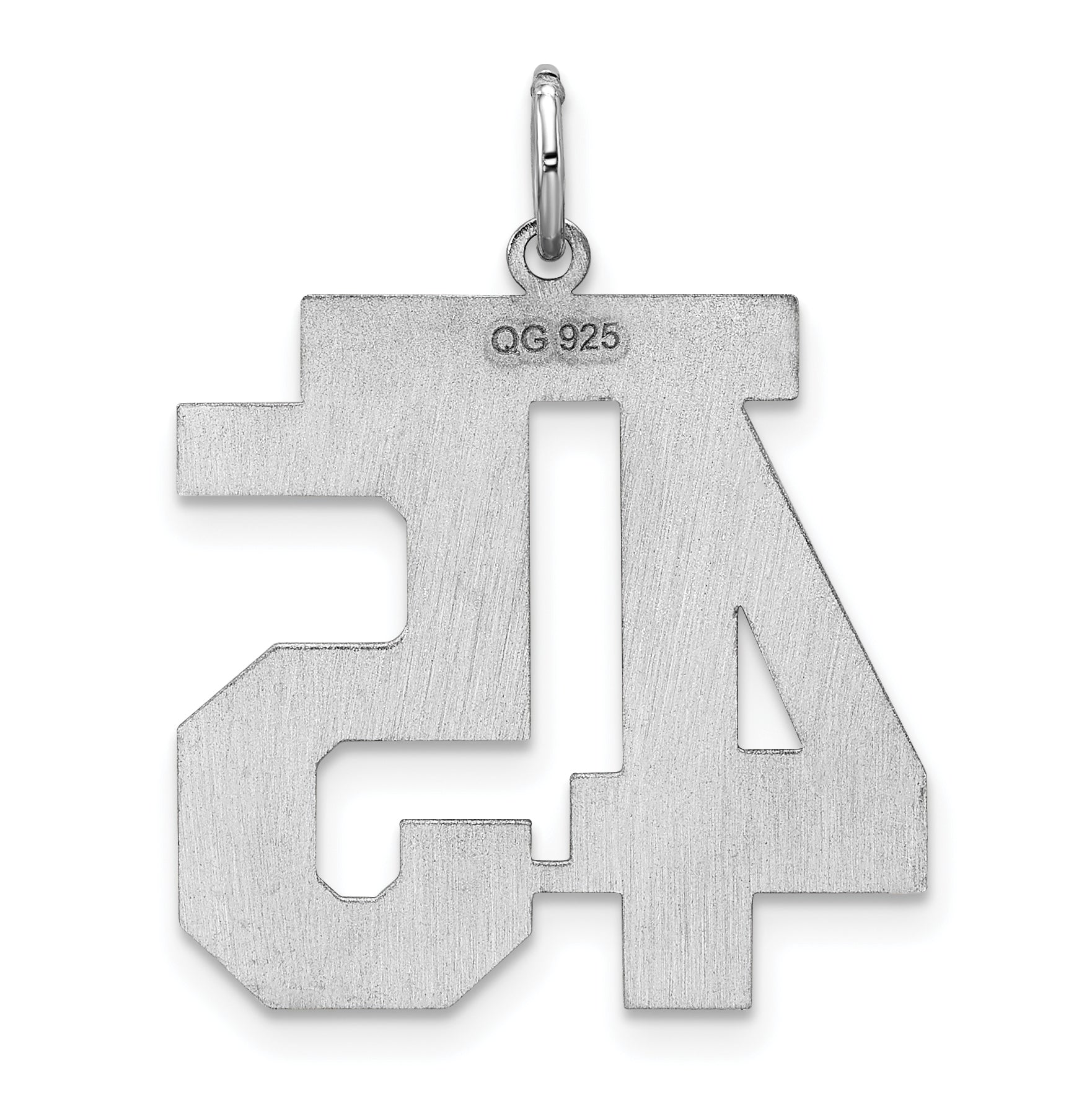 Sterling Silver Silver/Rhodium-Plated Satin Number 45 Charm
