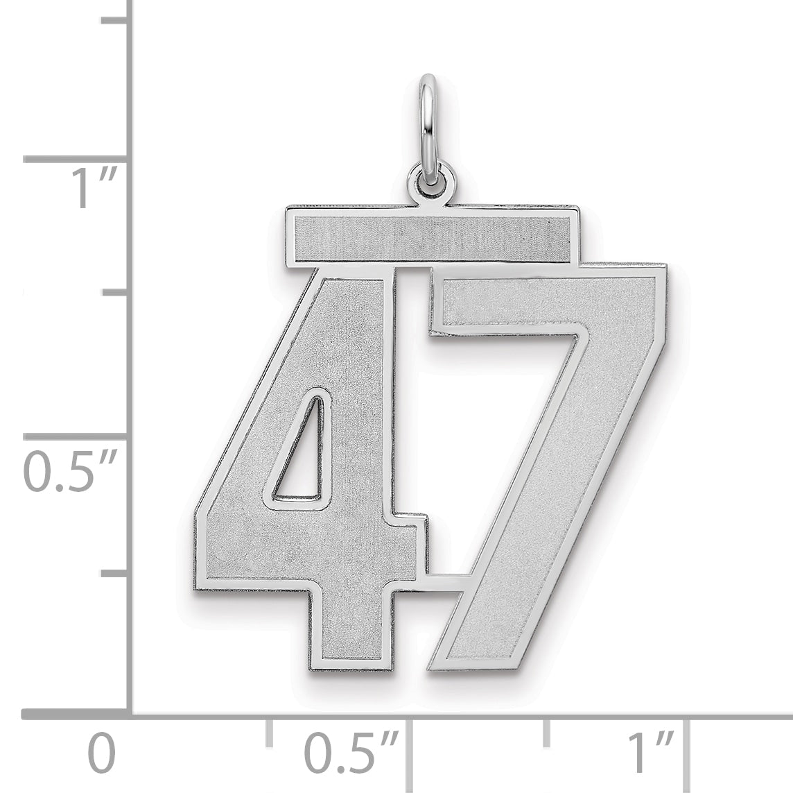 Sterling Silver Silver/Rhodium-Plated Satin Number 47 Charm