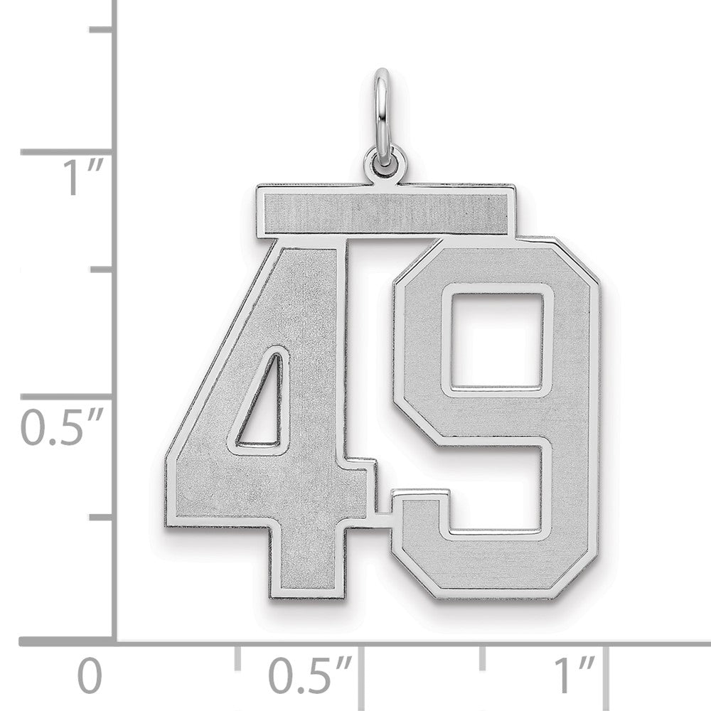 Sterling Silver Silver/Rhodium-Plated Satin Number 49 Charm