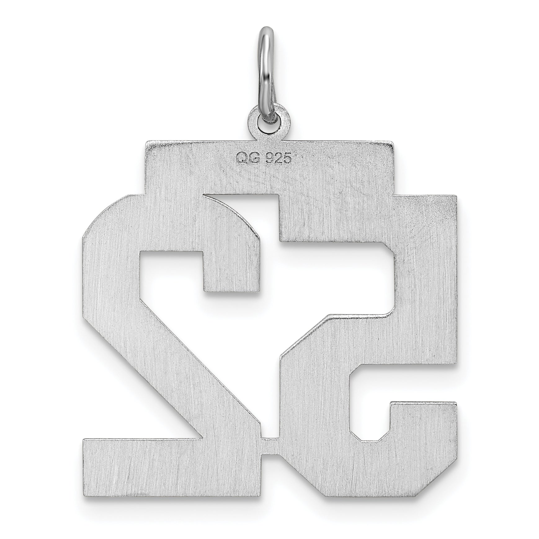 Sterling Silver Silver/Rhodium-Plated Satin Number 52 Charm