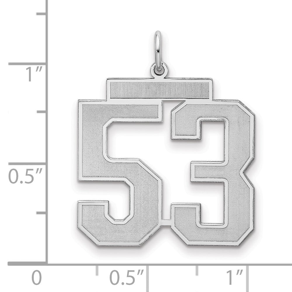 Sterling Silver Silver/Rhodium-Plated Satin Number 53 Charm