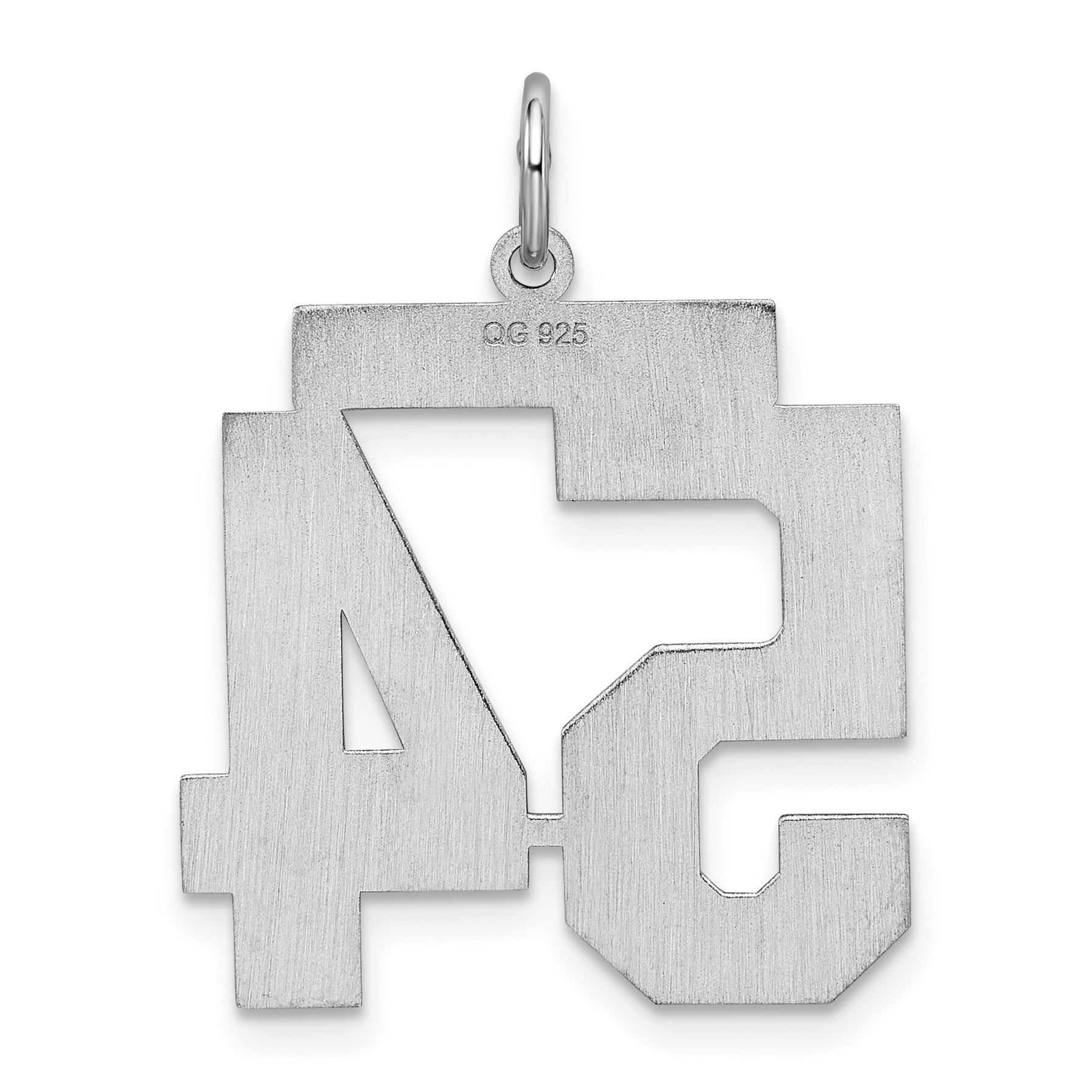 Sterling Silver Silver/Rhodium-Plated Satin Number 54 Charm