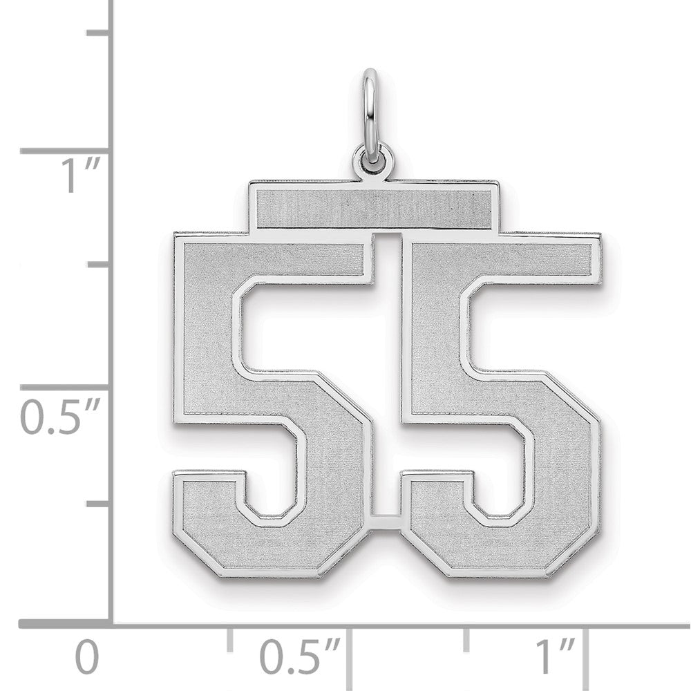 Sterling Silver Silver/Rhodium-Plated Satin Number 55 Charm