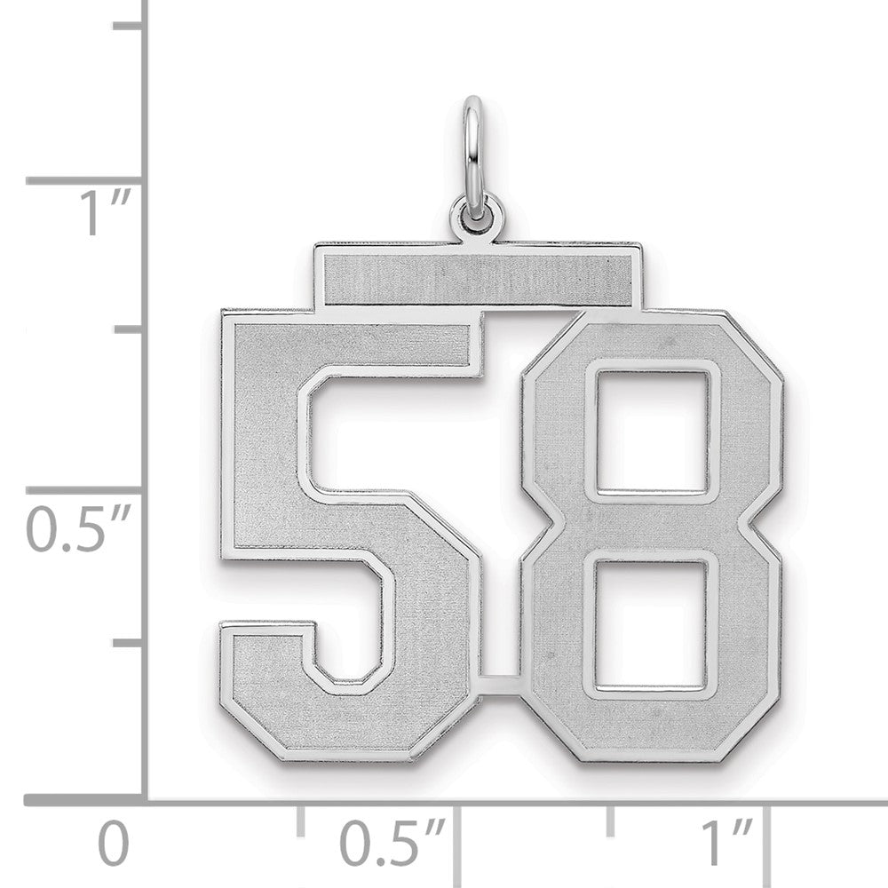 Sterling Silver Silver/Rhodium-Plated Satin Number 58 Charm