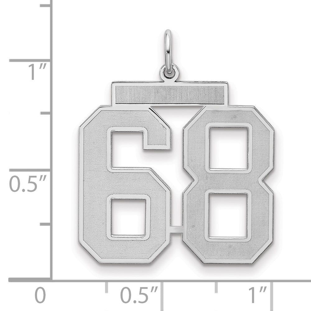 Sterling Silver Silver/Rhodium-Plated Satin Number 68 Charm