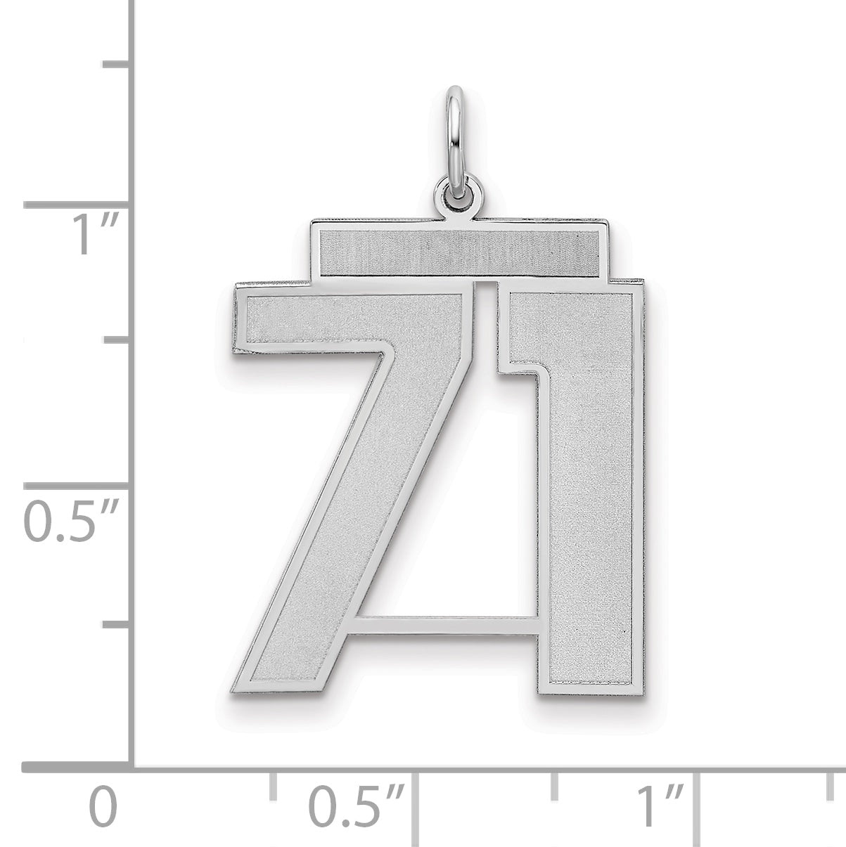 Sterling Silver Silver/Rhodium-Plated Satin Number 71 Charm