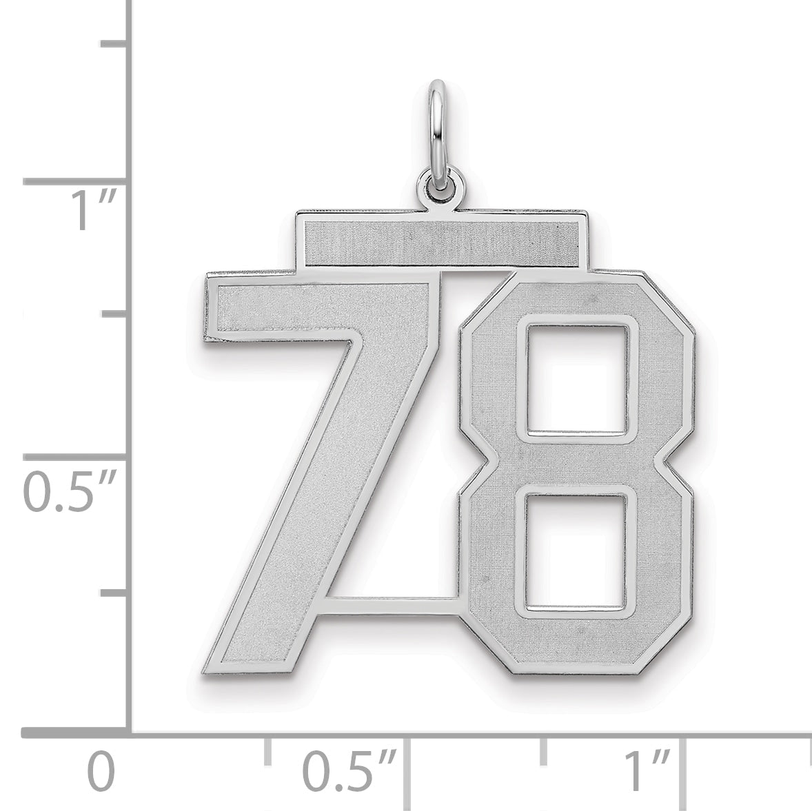 Sterling Silver Silver/Rhodium-Plated Satin Number 78 Charm