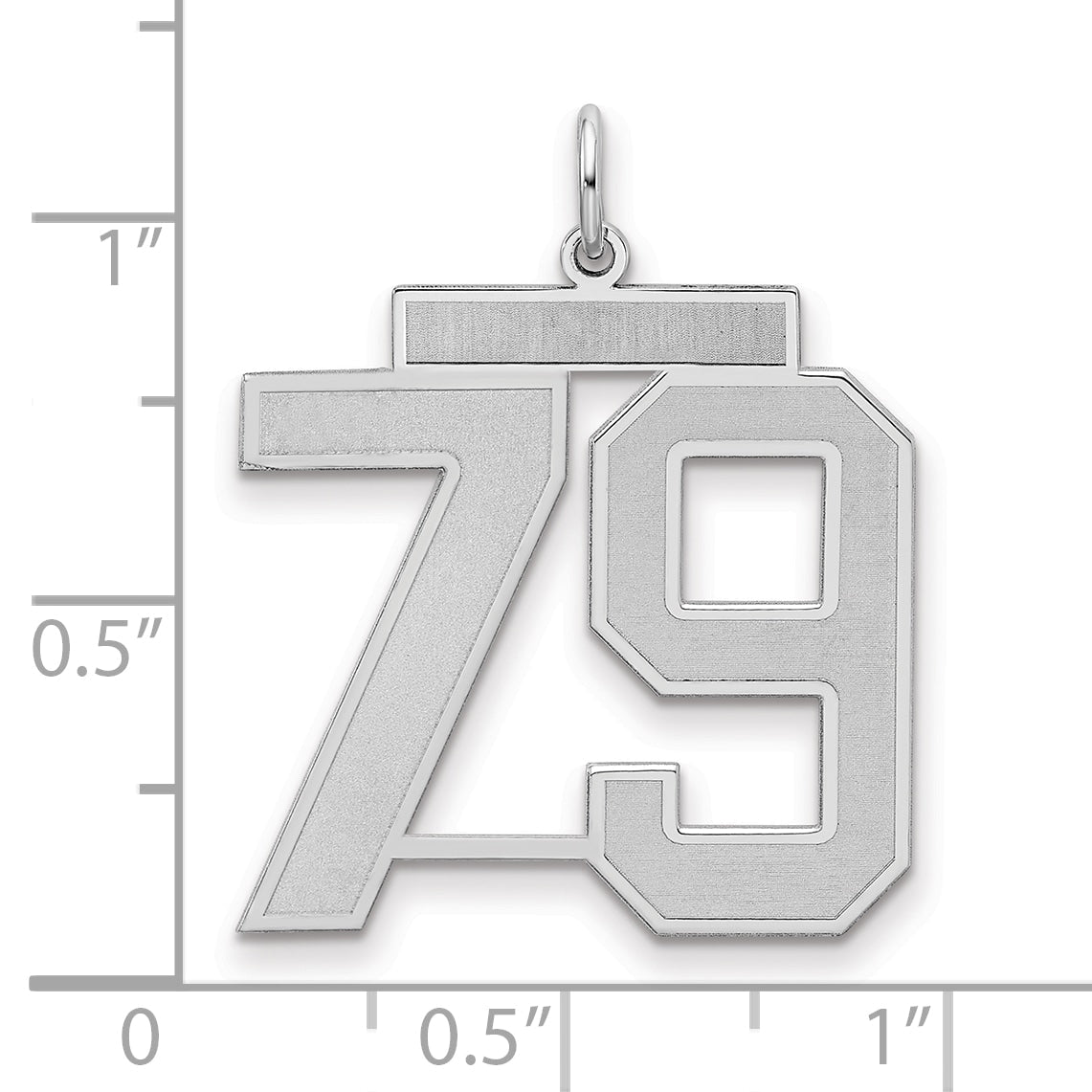 Sterling Silver Silver/Rhodium-Plated Satin Number 79 Charm