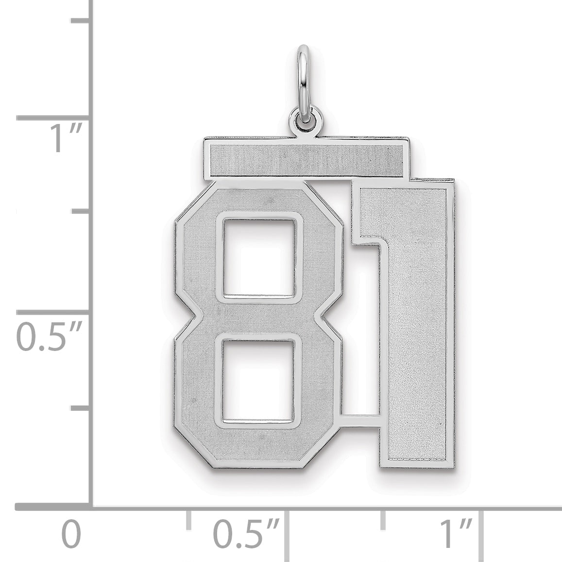 Sterling Silver Silver/Rhodium-Plated Satin Number 81 Charm