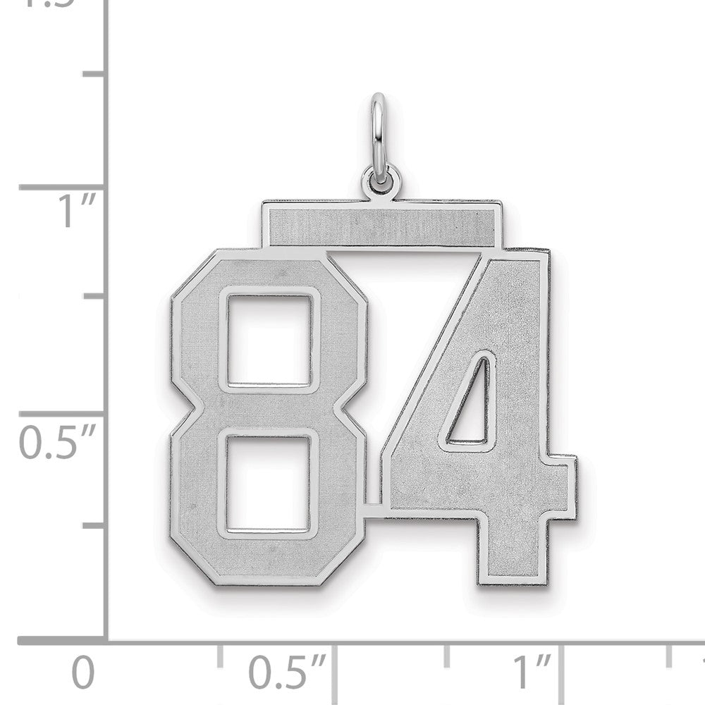 Sterling Silver Silver/Rhodium-Plated Satin Number 84 Charm