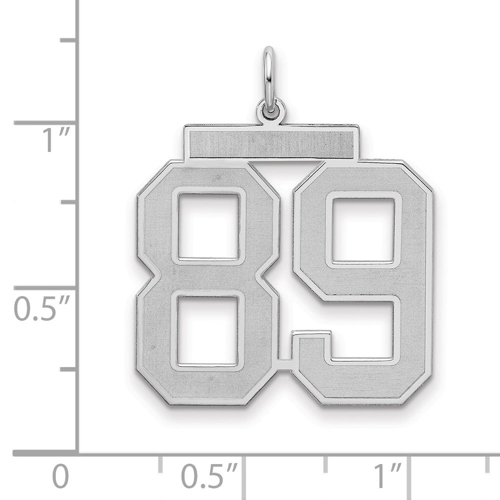 Sterling Silver Silver/Rhodium-Plated Satin Number 89 Charm