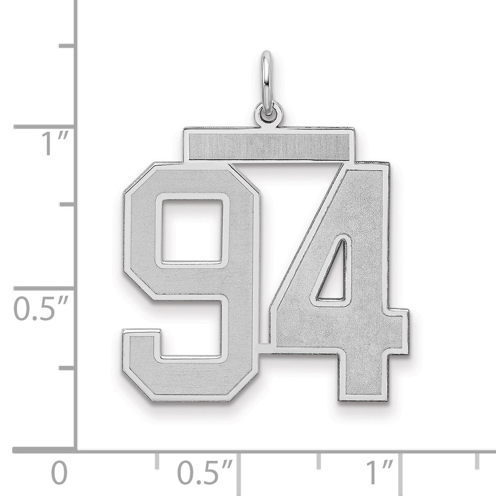 Sterling Silver Silver/Rhodium-Plated Satin Number 94 Charm