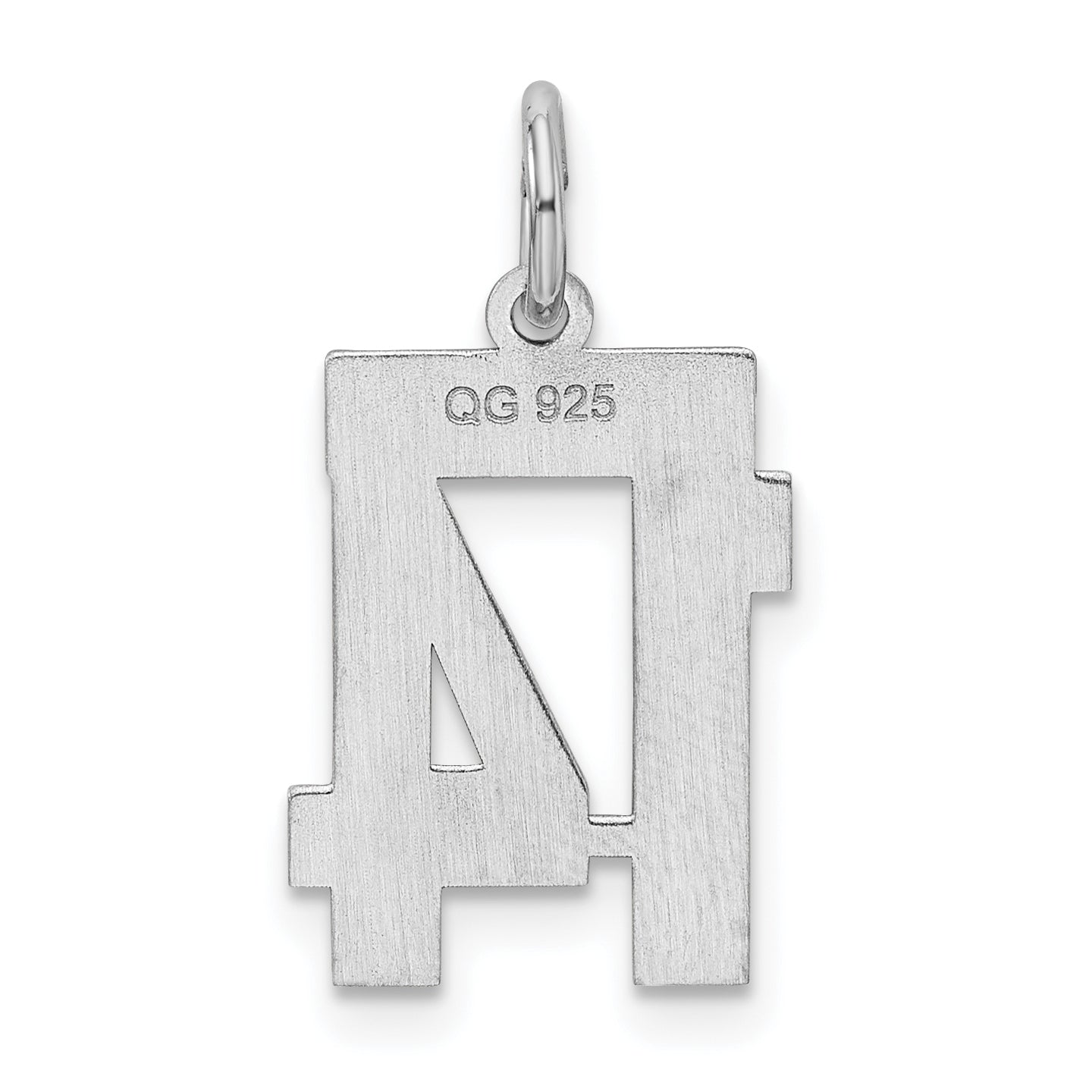 Sterling Silver Silver/Rhodium-Plated Satin Number 14 Charm