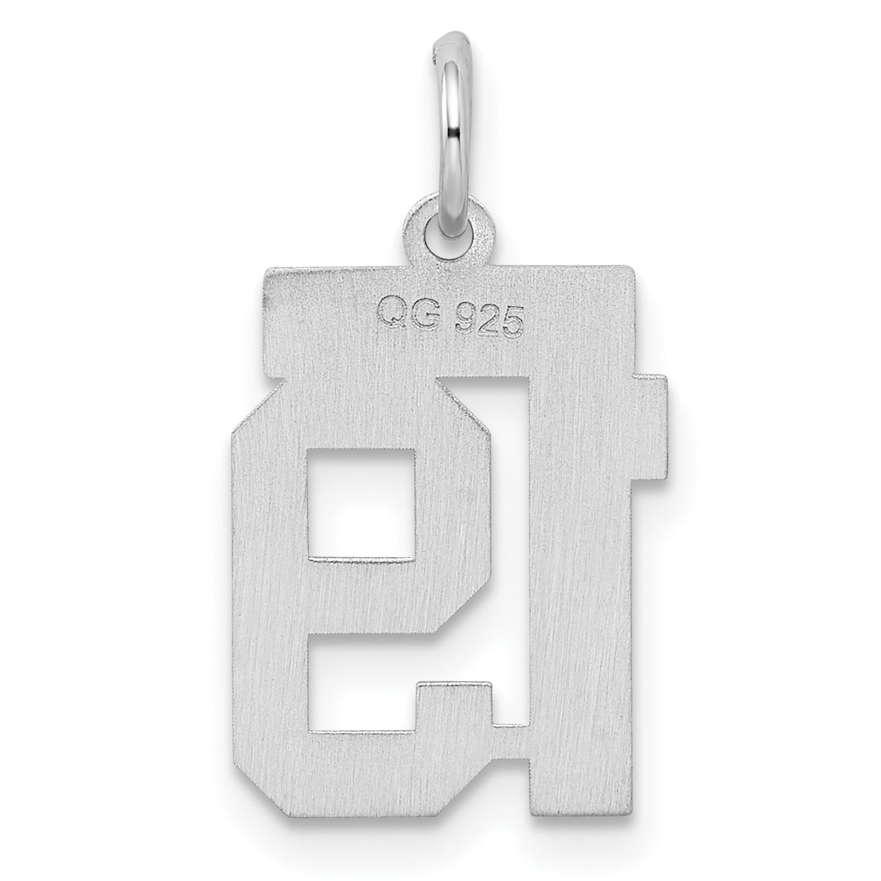 Sterling Silver Silver/Rhodium-Plated Satin Number 19 Charm