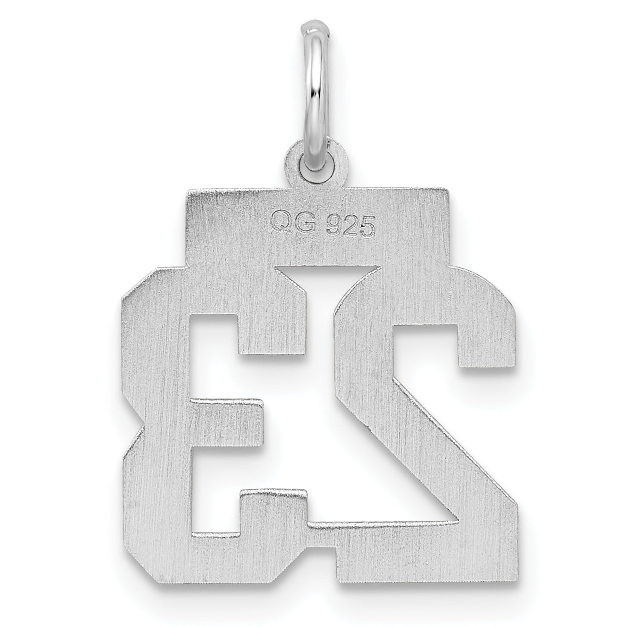Sterling Silver Silver/Rhodium-Plated Satin Number 23 Charm