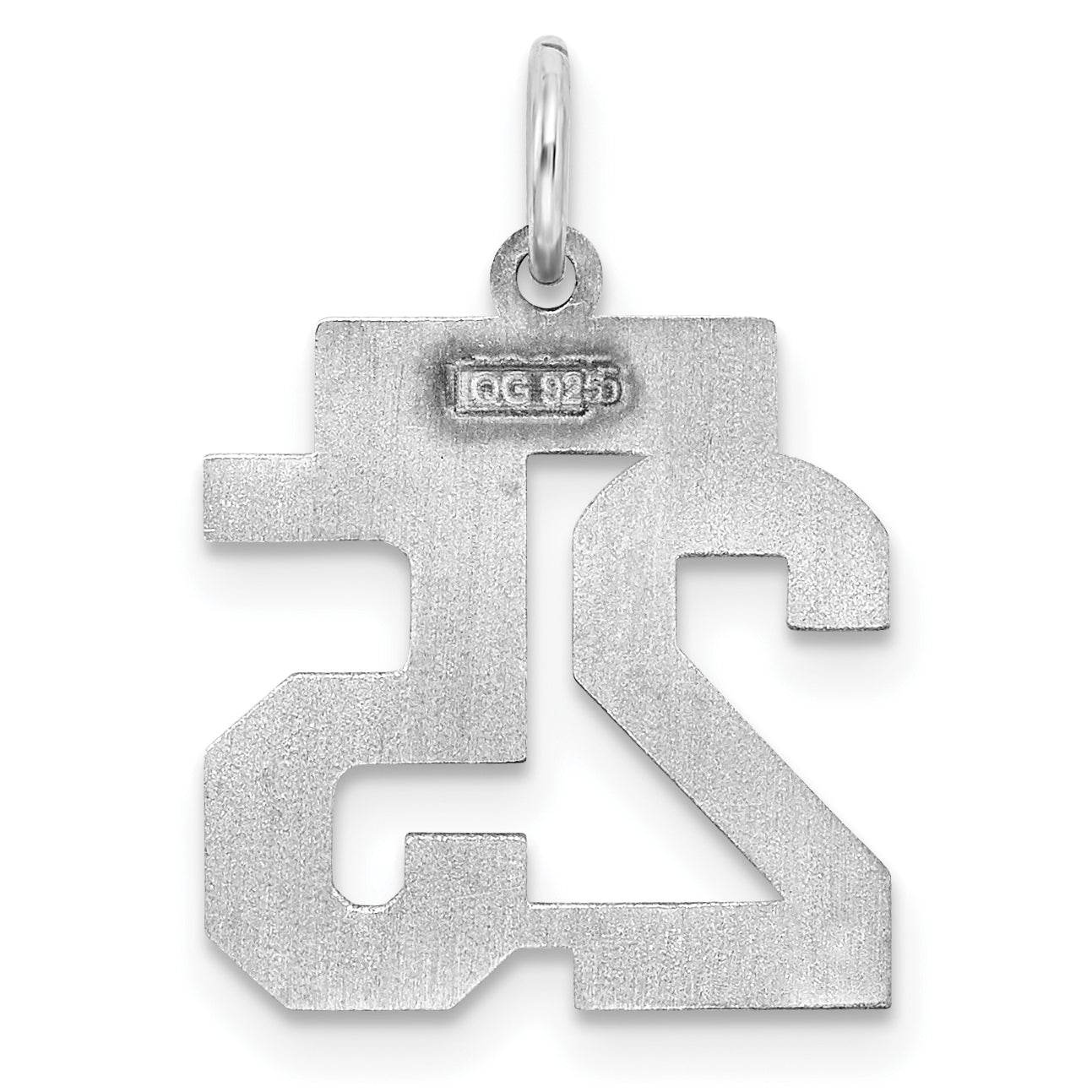 Sterling Silver Silver/Rhodium-Plated Satin Number 25 Charm