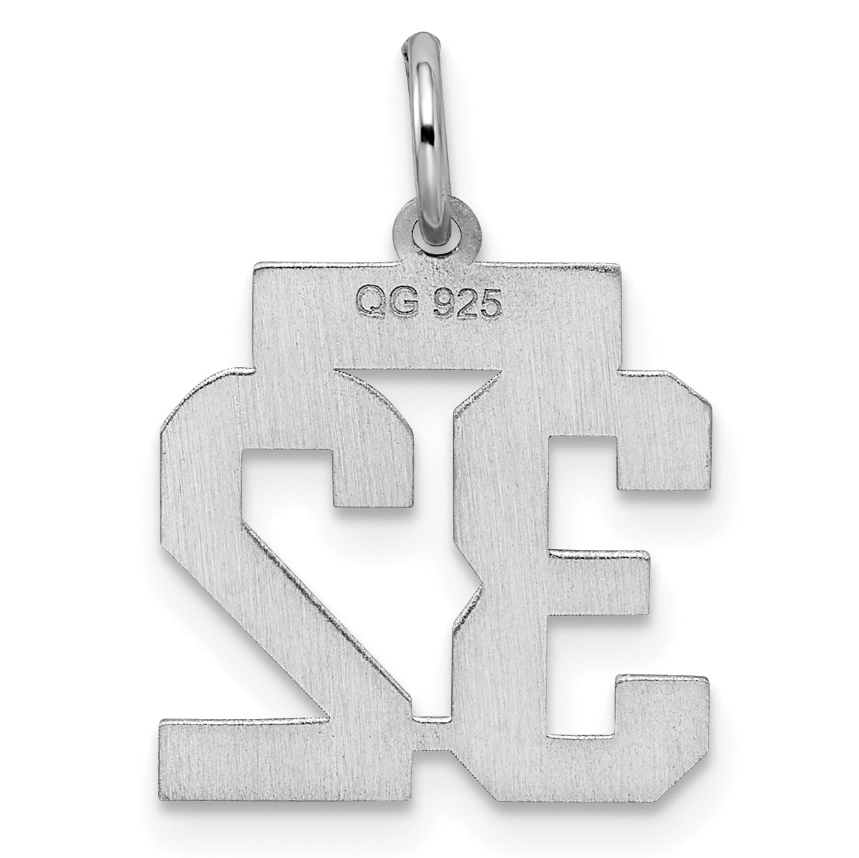 Sterling Silver Silver/Rhodium-Plated Satin Number 32 Charm