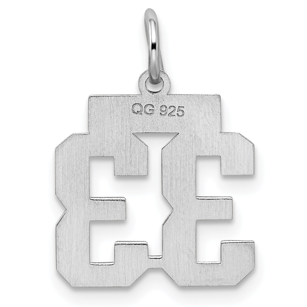 Sterling Silver Silver/Rhodium-Plated Satin Number 33 Charm