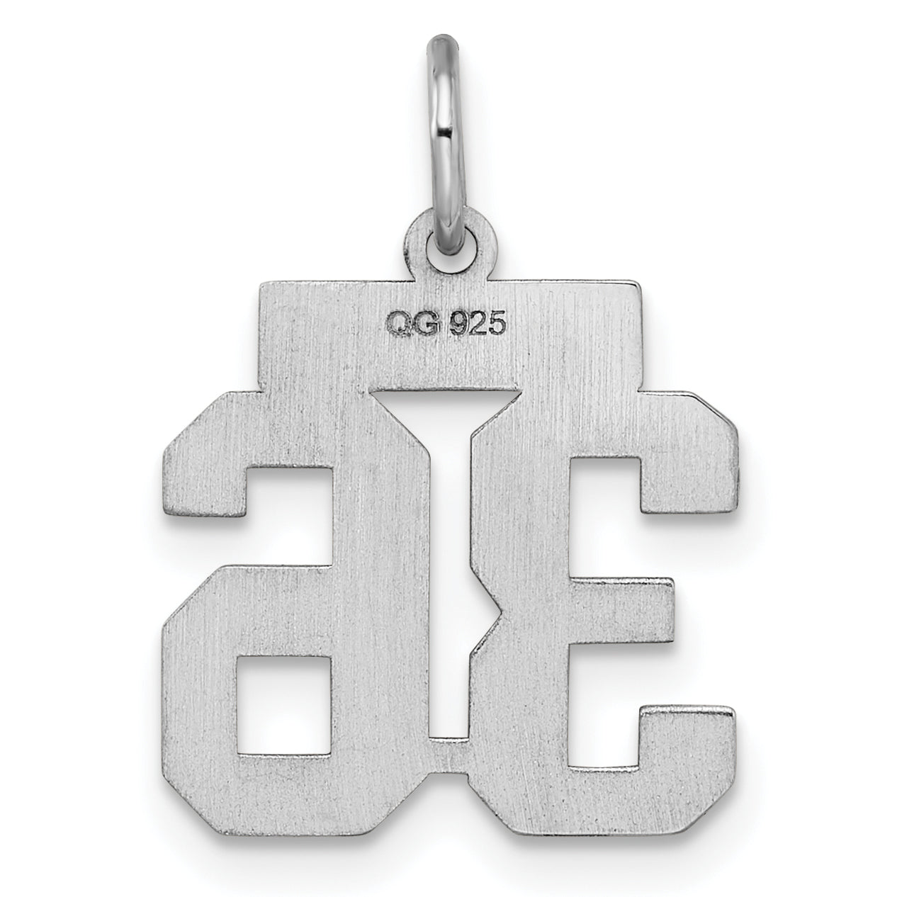 Sterling Silver Silver/Rhodium-Plated Satin Number 36 Charm