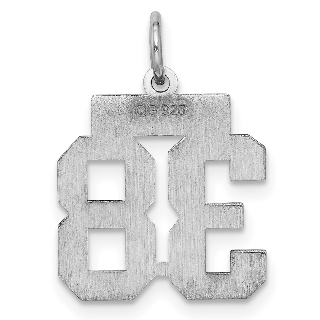 Sterling Silver Silver/Rhodium-Plated Satin Number 38 Charm