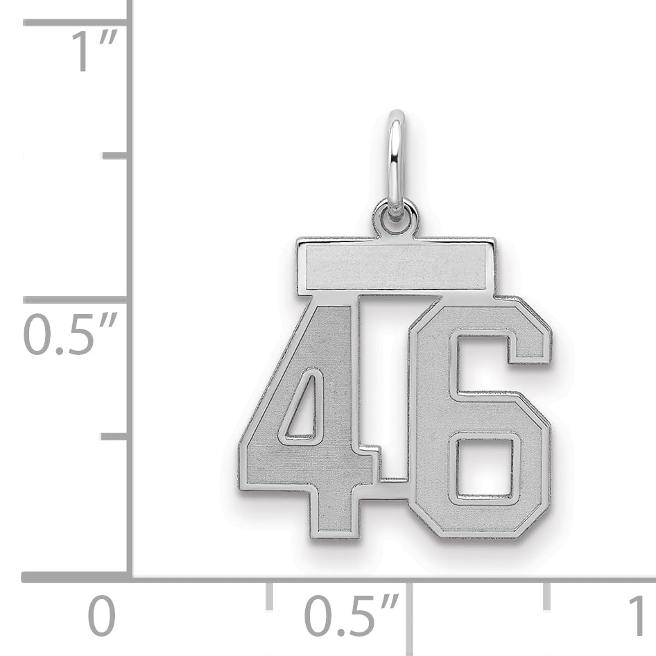 Sterling Silver Silver/Rhodium-Plated Satin Number 46 Charm