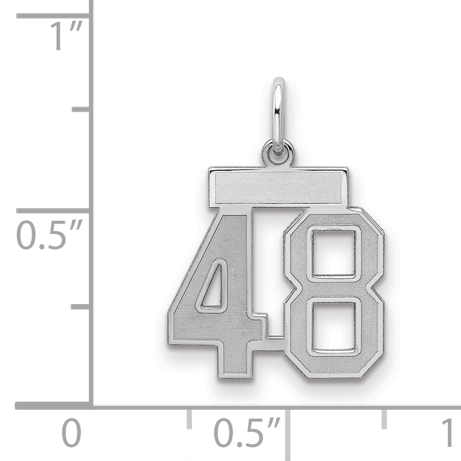 Sterling Silver Silver/Rhodium-Plated Satin Number 48 Charm